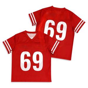 เสื้อฟุตบอลผู้ชายสีแดง ผ้าตาข่าย หมายเลข 69 คอวี แขนสั้น ชุดกีฬา เสื้อทีมกีฬา เสื้อซ้อมแบบกำหนดเอง - Product Image 6