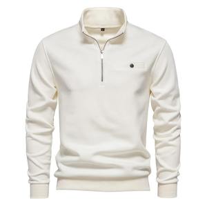 Sudadera deportiva de mezcla de algodón para hombre 2025, sudadera informal de verano con media cremallera y decoración de bolsillo - Product Image 1