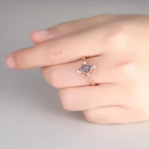ชุดแหวนแต่งงานทองคำบริสุทธิ์สีดำควอตซ์ไหมทองดีไซน์ใหม่หรูหราแหวนเครื่องประดับทองแท้พร้อมแหวนเพชรแท้