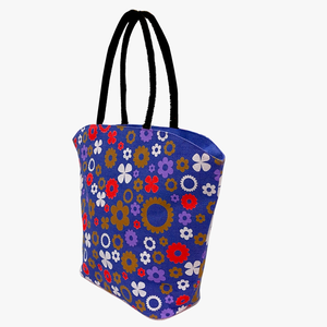 ถุงผ้าปอกระเจาช็อปปิ้งแบบย่อยสลายได้เป็นมิตรกับสิ่งแวดล้อมทนทานพิมพ์ลายเรขาคณิตตามสั่งและสายรัดสีดำ - Product Image 2