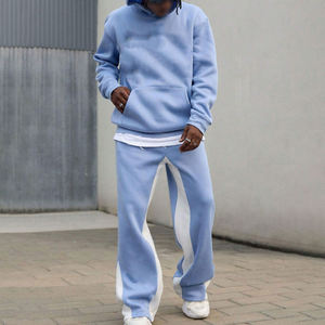 Fashion Custom Men's Regular Fit <b>Hooded</b> Vintage Solid Pullover Splicing Color Cotton Tracksuits Wholesale Winter Washed Jacket - Product Image 6