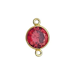 Gold Plated 925 Sterling Silver <b>Garnet</b> CZ Round Bezel Connector Charms Jewelry Making Link Cz Charm Bulk Wholesale Suppliers - Product Image 1