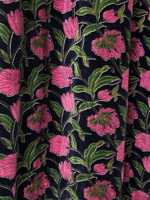 Rideau en velours de coton style vintage, motif floral bleu, draperies bohèmes, velours de coton de luxe, style vintage