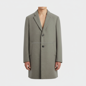 เสื้อโค้ทขนสัตว์สีเทาเข้มสำหรับผู้ชายสุดหรู บริการสั่งตัดพิเศษแบบ OEM และเสื้อผ้าแบรนด์ส่วนตัว - Product Image 6