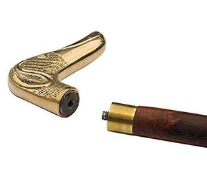Canne Derby pliable de qualité supérieure pour hommes et femmes, en bois de rose brun, avec poignée en laiton en forme de tête de chien, embout en caoutchouc, pour la randonnée et les activités de plein air - Product Image 2