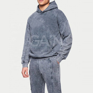 Survêtements décontractés à capuche en coton et polyester de haute qualité, effet délavé, respirants, pour homme, faible MOQ - Product Image 2