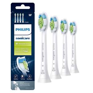 Têtes de brosse à dents électriques de rechange authentiques Philips Sonicare W DiamondClean, blanches, lot de 4, pour une utilisation d'un an, HX6064/65 - Product Image 1