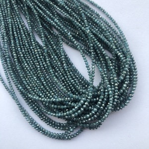 2Mm 3Mm 4Mm Tự Nhiên Màu Xanh Kim Cương Mặt Rondelle Hạt Sợi Nhà Máy Đại Lý Giá Kim Cương Đá Bán Buôn Ấn Độ Surat Bất - Product Image 1