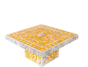 ที่วางเค้กเรซินทรงสี่เหลี่ยมประดับมุกฝังลายดอกไม้ออกแบบได้ตามต้องการ - Product Image 2