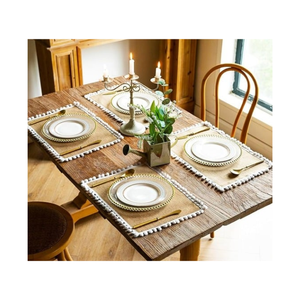 Warm Rustic 12x18in Textured Table Mat Navy <b>Blue</b> Stripe Herbal <b>Dye</b> And 260GSM Material Suitable For Artisan-Themed Wholesalers - Product Image 3