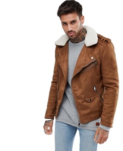 Blouson aviateur en cuir de mouton et d'agneau respirant noir kaki personnalisé grande taille à la mode pour hommes - Product Image 1