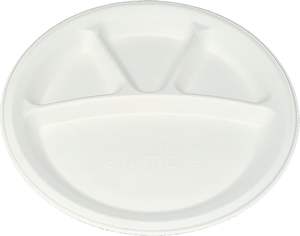 3CP Sugarcane Pulp Bagasse Disposable Meal <b>Tray</b> with Lid for <b>Party</b> Serving Take-Away Hotels Food Trucks Weddings - Product Image 1