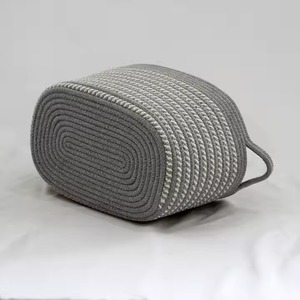 Large Woven Cotton <b>Rope</b> <b>Storage</b> <b>Basket</b> Multi-Functional Foldable Design High Precision Tolerance for Living Room Use Made - Product Image 1