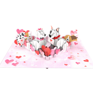 Romántico lindo cachorro amante 3D Pop Up tarjeta de felicitación con sobre dulce perro par hecho a mano tarjeta de felicitación para San Valentín o boda - Product Image 2