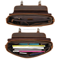 Bolso Bandolera de Cuero Genuino para Hombre, de Alta Calidad y Duradero, con Logotipo Personalizado, para Portátil, Oficina y Uso Diario