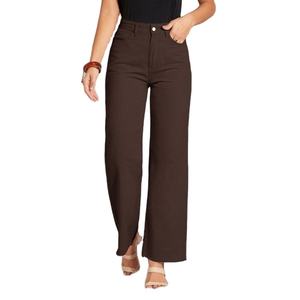 Jean en denim marron élégant et tendance pour femme, coupe large, luxueux, écologique, décontracté, taille 26-40 - Product Image 3