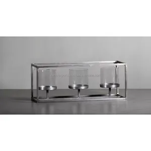 Candelabro Decorativo de Hierro para Vestíbulo de Hotel, Exhibición Interior, Portavelas Rectangulares Hechos a Mano - Product Image 3