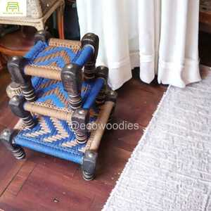 มาใหม่ล่าสุดที่ทันสมัยหรูหรามือถักออตโตมันไม้ไผ่พักเท้าแต่งหน้าสตูลสบายสตูลกระดูกฝังคอนโซล - Product Image 5