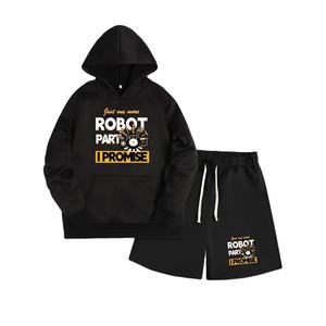 2025 nouveau hiver personnalisé hommes en gros meilleure qualité sérigraphie à manches longues pull imprimé à capuche ensembles courts pour hommes - Product Image 1