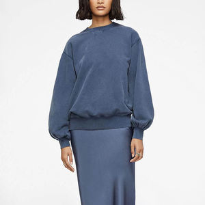 Sudadera de algodón de lana de gran tamaño para mujer de alta calidad, forro largo de invierno personalizado, ropa informal bordada de Hip Hop, diseño informal - Product Image 6