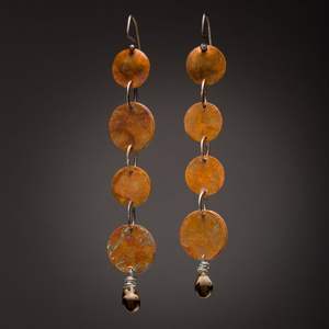 Latest fashion <b>ethnic</b> style copper earrings with traditional handcrafted detailing suitable for all festive outfits - Product Image 1