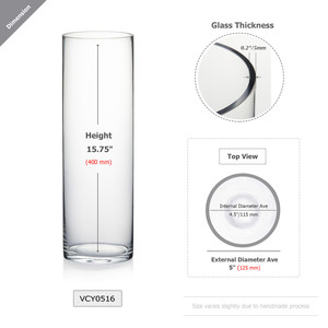 VCY0516 - Vase en verre cylindrique - 5 x 16 - Product Image 6