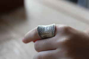 แหวนเงินแท้ 925 ลายดอกไฮเดรนเยียคู่ ทำมือ ปรับขนาดได้ สไตล์โบโฮ สำหรับผู้หญิง ขายส่ง - Product Image 3