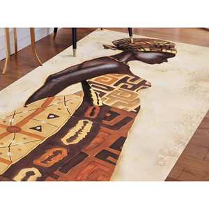 Alfombra de Arte con Diseño de Mujer Africana: Decoración Étnica, Alfombra de Fácil Limpieza, con Pelo Suave - Product Image 2