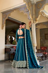 Nouveauté Designer Vichitra Soie Cousue Lehenga Chemisier non cousu Choli Wedding Party Wear Sequins Thread Embroidery Indian - Product Image 4