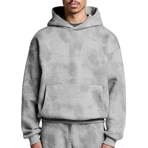 Sweats à capuche délavés vierges pour hommes poids lourd Logo personnalisé 100% sweats en coton éponge français surdimensionné unisexe Streetwear à capuche hommes - Product Image 1