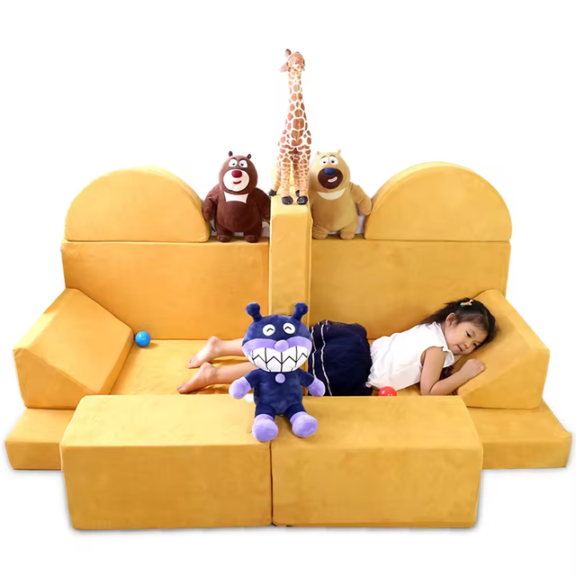 Child Convertible Folding Sponge Cushion Building Fort Sofa Kids Furniture Fold Out Sofa Bed Versatile Play Couch