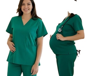 Ensemble de blouses de maternité Comfort Hunter vert avec tissu tissé respirant et extensible doux pour les infirmières et les professionnels de la santé - Product Image 1