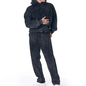 Chándal de algodón 100% personalizado, con capucha, transpirable, ecológico, de invierno, informal, para hombre, de alto gramaje, con lavado ácido, el más vendido - Product Image 5