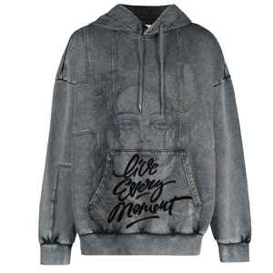Sweat-shirts à capuche surdimensionnés en coton 100% avec logo personnalisé en gros, lavage à l'acide lourd, imprimés pour hommes - Product Image 1