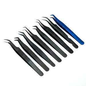 Venta al por mayor punta de fibra volumen pinzas de pestañas punta X 45 90 grados pinzas de extensión de pestañas Punta de bota curvada clásica pinzas de pestañas - Product Image 2