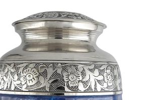 Urne de crémation pour adultes de conception moderne de papillon bleu Urne en métal faite à la main fabriquée en Inde - Product Image 2