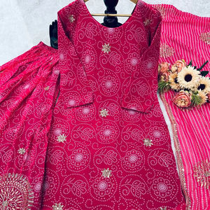 นักออกแบบปาร์ตี้สวมด้านบนและพลาสโซกับ duppata แฟนซีและงานเย็บปักถักร้อย - Product Image 2