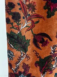 Earthy Elegance Deep Rust Floral Patterned Velvet Window Treatments High quality cotton velvet for your Home decor - Product Image 5