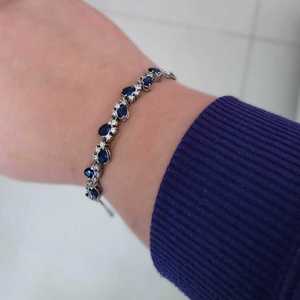 925 Sterling <b>Silver</b> Waterway Model <b>Bracelet</b> with Sapphire Stone Elegant Crystal <b>Bracelets</b> & <b>Bangles</b> - Product Image 2