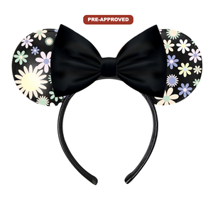 Diadema de Vinilo Negra Personalizada con Flores para Niñas, Accesorio para el Cabello de Moda para Pintar y Decorar - Product Image 1