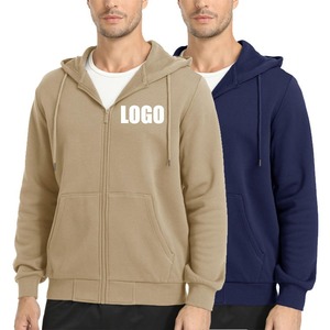 Sweat-shirts à capuche pour hommes avec fermeture éclair personnalisée, logo personnalisé, tissu polaire imperméable à séchage rapide, teinture unie - Product Image 1