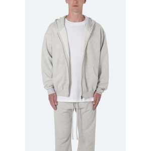 Sweat à Capuche Basique à Fermeture Éclair-Gris - Product Image 1