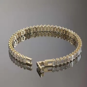 Pulsera clásica de oro blanco y amarillo de 18 quilates con diamantes cultivados en laboratorio, regalo de aniversario para ella - Product Image 2