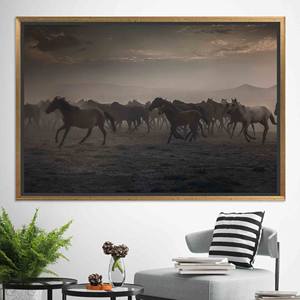 Tableau imprimé sur toile Paysage Naturel Serein : Design Plat Élégant, TOILE ENCARTÉCHÉE DORÉE - Product Image 1