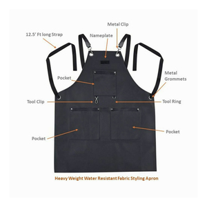 Delantales lavables multiusos de peluquería vaquera con bolsillos estilo de lavado estilista de salón hombres mujeres delantal de salón de belleza ajustable - Product Image 3