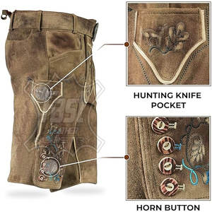 Adults Solid Colo Unique Style Breathable <b>Shorts</b> Lederhosen Bavarian <b>Shorts</b> Custom Made <b>Leather</b> <b>Shorts</b> - Product Image 5