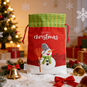 ถุงเชือกรูดลายตุ๊กตาหิมะคริสต์มาสสำหรับเก็บของขวัญในช่วงเทศกาลวันหยุด - Product Image 5