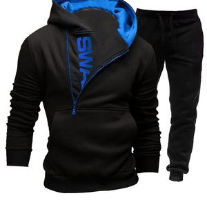 Vêtements de sport décontractés à imprimé solide de grande taille pour hommes sweat-shirt zippé 2 pièces confortable pantalon de sport survêtement personnalisé élégant - Product Image 2