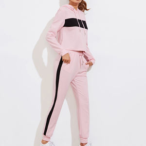 ชุดลำลองผู้หญิงแบบ 2 ชิ้น เสื้อฮู้ดและกางเกงจ็อกเกอร์ผ้าฟลีซเนื้อนุ่ม 100% ผ้าฝ้าย แห้งเร็ว ป้องกันไฟฟ้าสถิต ระบายอากาศได้ดี ชุดออกกำลังกาย - Product Image 5