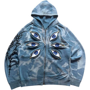 Sudadera con Capucha y Cremallera de Invierno, Lisa, Teñida, de Poliéster/Algodón, Corte Regular, Unisex, Alta Calidad, Personalizable para Mayoristas - Product Image 6